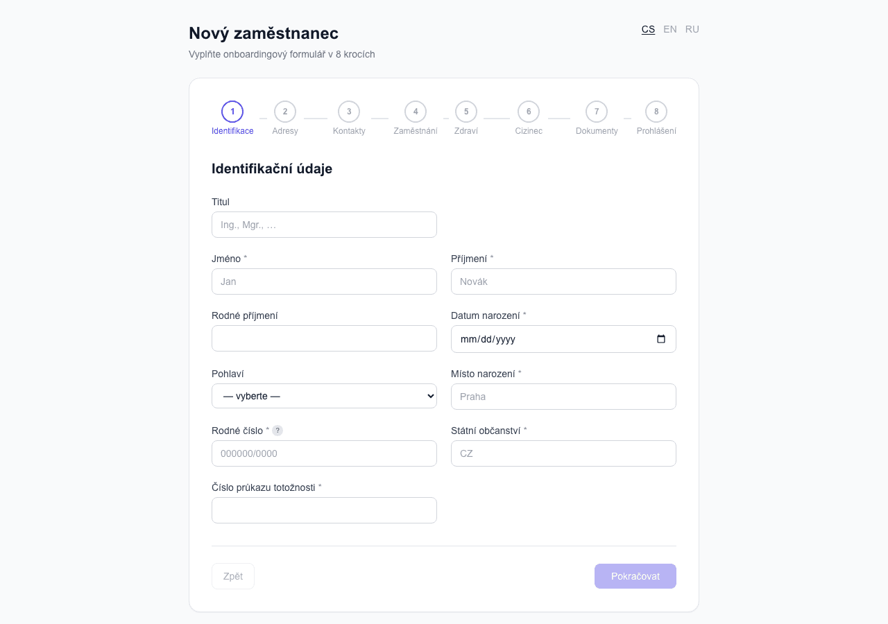 Zamflow HR wizard — průvodce onboardingem